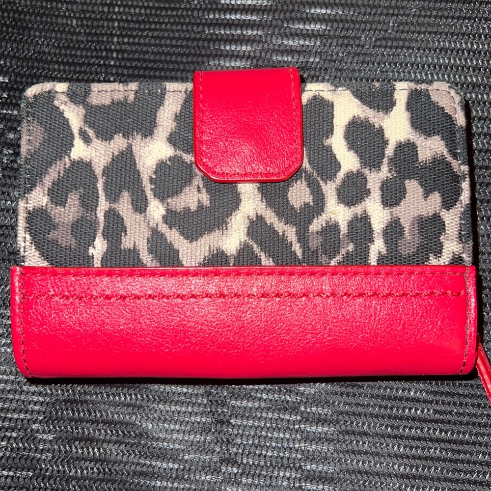 Coach wallet Red with Leopard Print